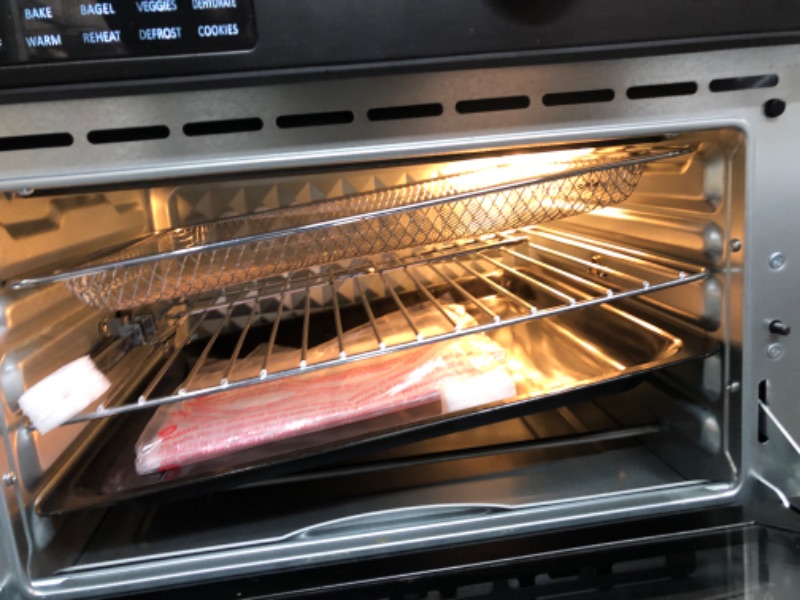 Photo 1 of Air Fryer Oven OIMIS,32QT X-Large Air Fryer Toaster Oven Air Fryer Rotisserie Oven Combo Black 21 IN 1 Countertop Oven Dual Cook Patented Dual Duct System With 6 Accessories 52 Recipes&Manual 1800W