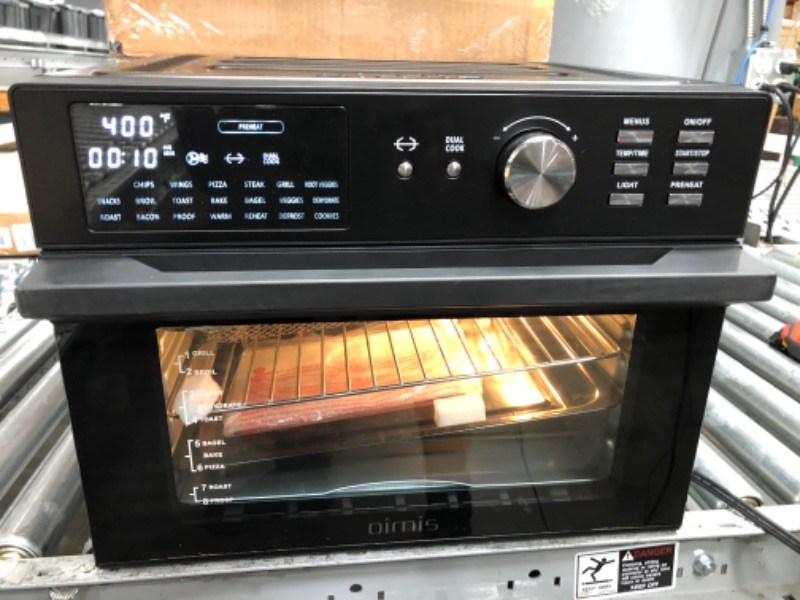 Photo 1 of Air Fryer Oven OIMIS,32QT X-Large Air Fryer Toaster Oven Air Fryer Rotisserie Oven Combo Black 21 IN 1 Countertop Oven Dual Cook Patented Dual Duct System With 6 Accessories 52 Recipes&Manual 1800W