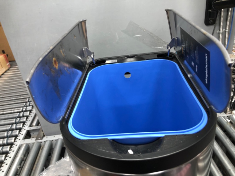 Photo 1 of **MINOR TEAR & WEAR**simplehuman 30 Liter / 8 Gallon Butterfly Lid Kitchen Step Trash Can, Brushed Stainless Steel 30 Liter Butterfly Step