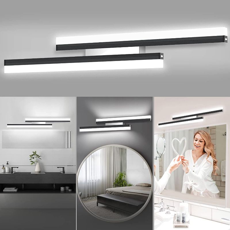 Photo 1 of ***MISSING PARTS AND HARDWARE***Wanzvisk 32 Inch LED Vanity Lights Lighting Fixtures Bathroom Lights 12w Indoor Wall Mount Sconces Lamps with 120lm Brushed Black Cold White 6000K
