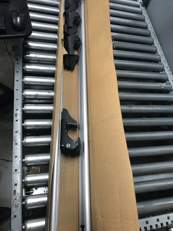 Photo 1 of CargoLoc 2-Piece 52" Aluminum Roof Top Cross Bar Set – Fits Maximum 46” Span Across Existing Raised Side Rails with Gap – Features Keyed Locking Mechanism, Silver

