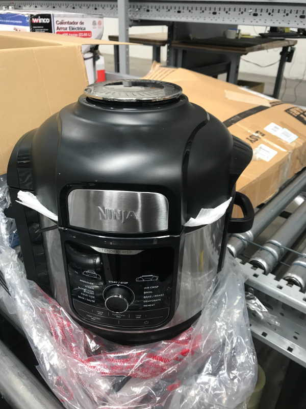 Photo 3 of (PARTS ONLY)Ninja FD401 Foodi 12-in-1 Deluxe XL 8 qt. Pressure Cooker & Air Fryer that Steams, Slow Cooks, Sears, Sautés, Dehydrates & More, with 5 qt. Crisper Basket, Deluxe Reversible Rack & Recipe Book, Silver 8 Quart 8-Quart/Stainless Steel Silver