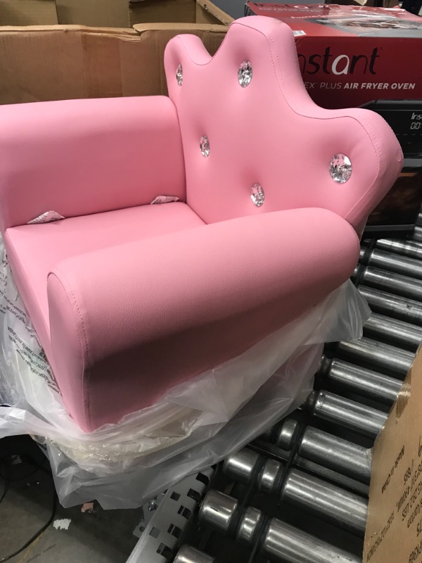 Photo 3 of Melissa & Doug Pink Faux Leather Child’s Crown-Back Armchair (Kid’s Furniture)