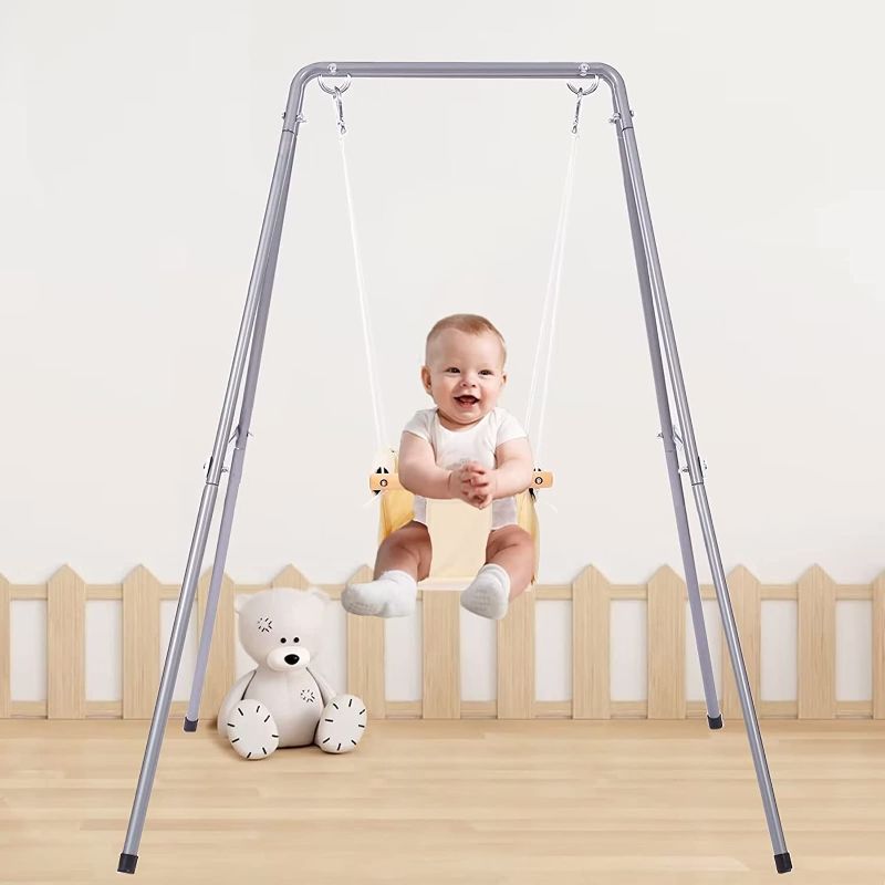 Photo 1 of Baby Swing with Stand, Indoor/Outdoor Baby Swing Set, Toddler Swing with Safety Belt, Portable Swing for Baby
