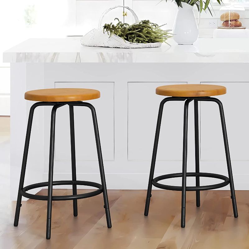 Photo 1 of  Industrial Style Counter Height Stool Brown and Black 26-Inch