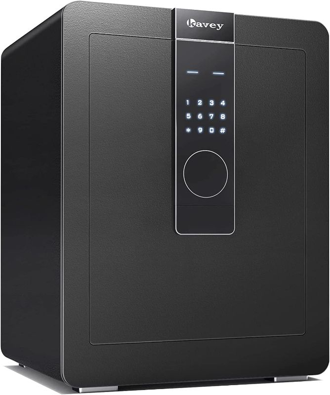 Photo 1 of Kavey 2.0 Cubic Home Safe, Safe Box with Digital Touch Screen Keypad and Upgraded Hidden Compartment, Money Safe with Dual Warning Alarm and LED Light, Removable Shelf, Safe for Home Hotel Office