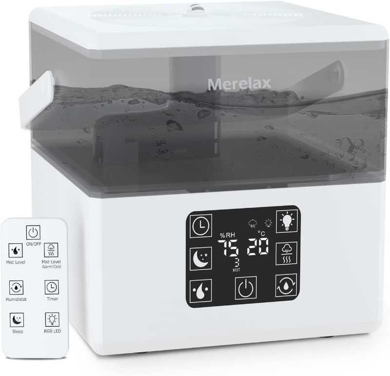 Photo 1 of 
Merelax Ultrasonic Humidifiers for Bedroom Large Room Home, 6L Warm Cool Mist Humidifier for Baby Plants,Top Fill Essential Oil Diffuser Auto-Shut Off,...