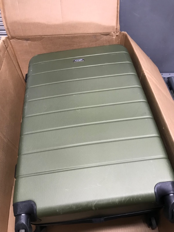 Photo 5 of **28" HAS DAMAGE**
Wrangler Smart Luggage Set with Cup Holder and USB Port, Olive Green, 20inch,24inch,28inch
