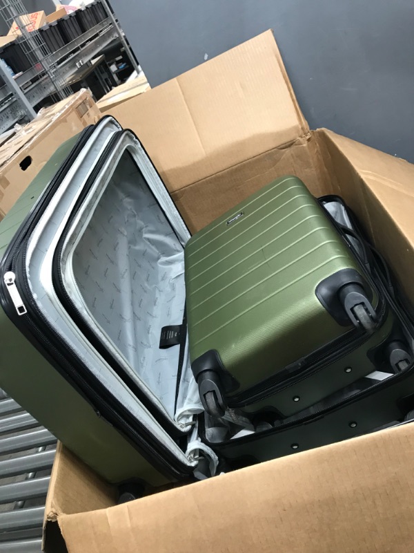 Photo 4 of **28" HAS DAMAGE**
Wrangler Smart Luggage Set with Cup Holder and USB Port, Olive Green, 20inch,24inch,28inch
