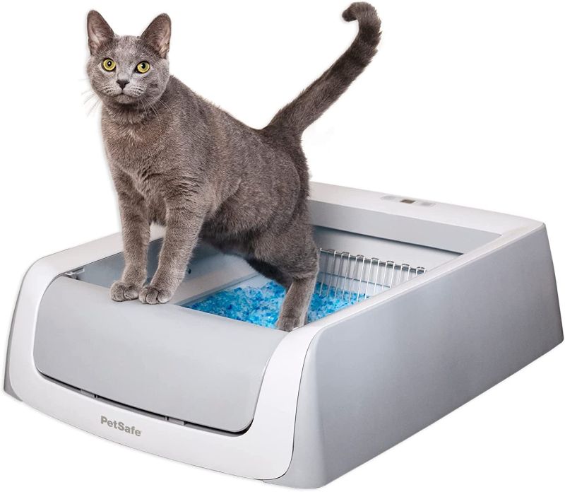 Photo 1 of ***POWERS ON*** PetSafe ScoopNo Complete Plus Self-Cleaning Cat Litterbox - Never Scoop Litter Again - Hands-No Cleanup With Disposable Crystal Tray - Less Tracking, Better Odor Control - Includes Disposable Tray