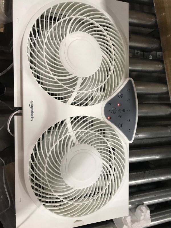 Photo 2 of ***POWERS ON*** Comfort Zone CZ310R 9" 3-Speed, 3-Function, Expandable, Reversible Twin Window Fan with Remote Control, Removable Cover
