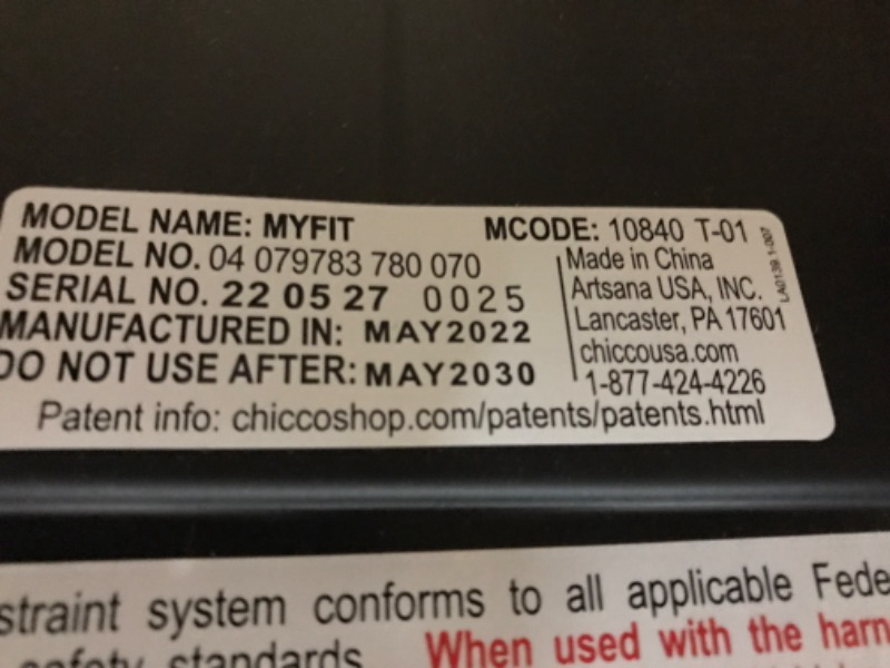 Photo 1 of Chicco MyFit CAR SEAT