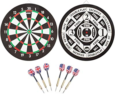 Photo 1 of 18" Regulation Size Steel Tip Dartboard Game Set. Excellent Bristle/Sisal, Baseball, Bullseye, Dart Board Game Set for Adults&Kids(Several Styles Available)
