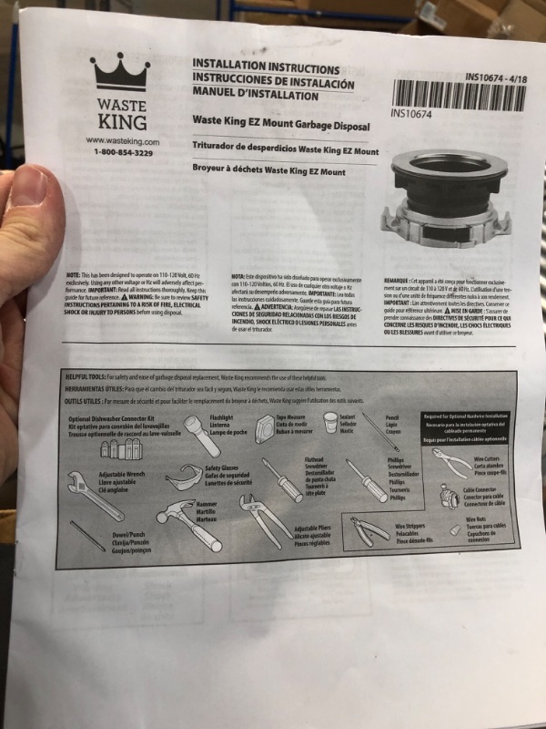 Photo 3 of **USED**  Waste King Legend Series 1 HP Continuous Feed Garbage Disposal with Power Cord - (L-8000)