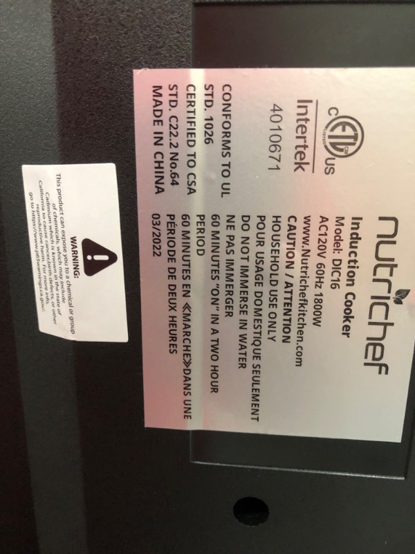 Photo 4 of ***REQUIRES INDUCTION COOKWARE*** NutriChef Double Induction Cooktop - Portable 120V Digital Ceramic Dual Burner w/ Kids Safety Lock - Works with Flat Cast Iron Pan,1800 Watt,Touch Sensor Control, 12 Controls - NutriChef PKSTIND48 ***REQUIRES INDUCTION CO