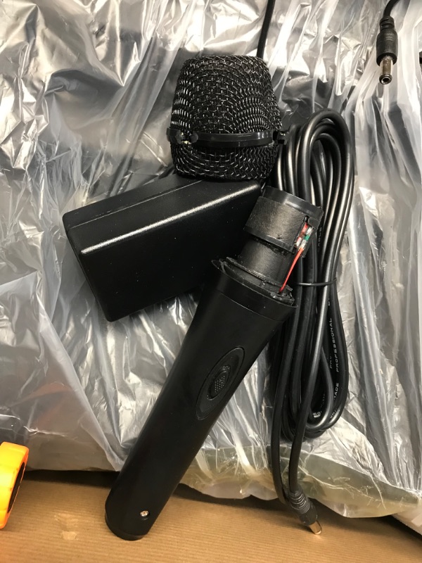 Photo 4 of 10’’ Portable PA Speaker System - Wireless BT Streaming PA & Karaoke Party Audio Speaker, Two Wireless Mic, Wired Microphone, Tablet Stand, Flashing Party Lights, MP3/USB//FM Radio - PHPWA10TB 10 inch Speaker System *Aux Microphone DAMAGED. BT  functional