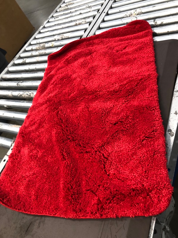 Photo 1 of 37" x 24" Short Bright Red Shag Rug, White Non-Slip Backing (SEE NOTES) 