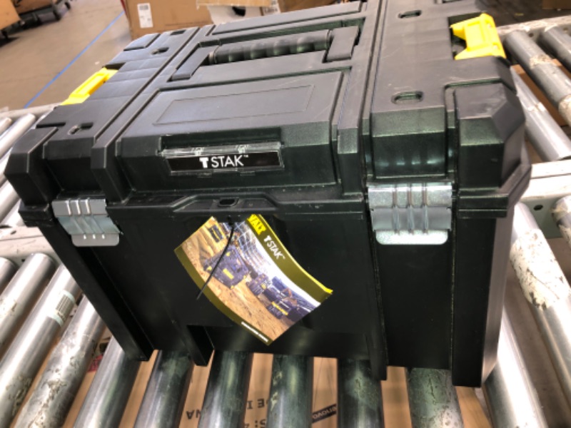 Photo 1 of (SEE NOTES) deWalt T STAK Toolbox with Organizer, Black with Yellow Handles 