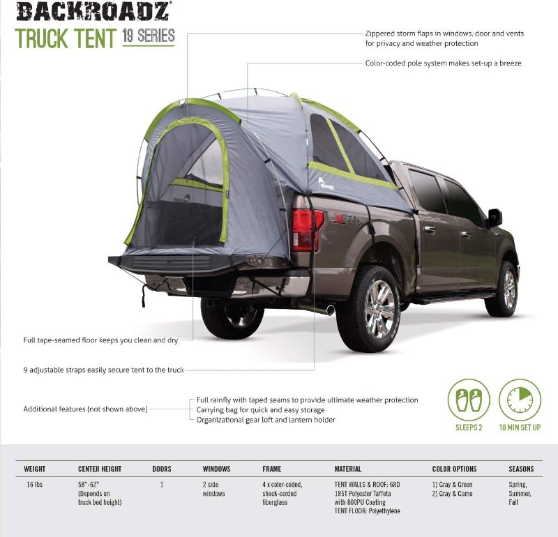 Photo 1 of (INSTRUCTIONS INCLUDED)Truck Tent Setup with Fiberglass Rods, Light Grey 