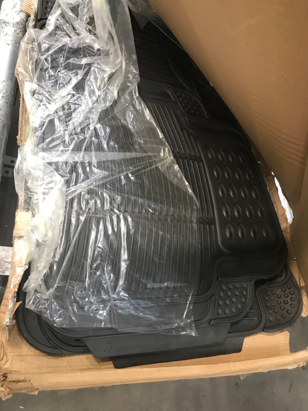 Photo 2 of Automotive Floor Mats Black ClimaProof for all weather protection Universal Fit for most Cars, SUVs, and Trucks (Trimmable Heavy Duty 3 Row 4pc Full Set) FH Group F11306BLACK-3ROW 3 Row Black