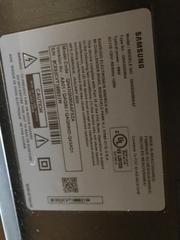 Photo 4 of TINY CRACK LOWER SCREEN CORNER-does not affect pixels; SCRATCHED FRAME**SAMSUNG 43-Inch Class Neo QLED 4K QN90B Series Mini LED Quantum HDR 24x, Dolby Atmos, Object Tracking Sound+, Anti-Glare, Ultra Viewing Angle, Smart TV with Alexa Built-In (QN43QN90BA