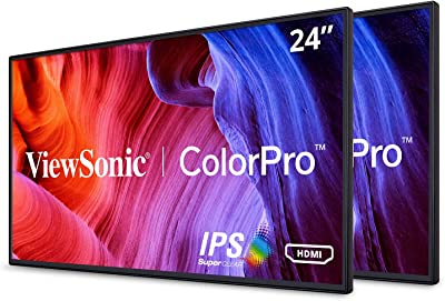 Photo 1 of FACTORY SEAL OPENED FOR INSPECTION/TESTING**ViewSonic VP2468_H2 24-Inch Premium Dual Pack Head-Only IPS 1080p Monitors with ColorPro 100% sRGB Rec 709, 14-bit 3D LUT, Eye Care, HDMI, USB, DP Daisy Chain, VESA
