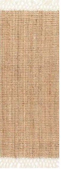 Photo 1 of Raleigh Farmhouse Fringed Jute Tan 3 ft. x 6 ft. Runner Rug
