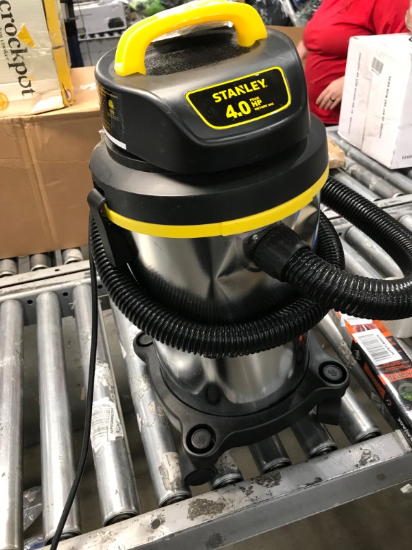 Photo 3 of **DAMAGED**Stanley - SL18129 Wet/Dry Vacuum, 4 Gallon, 4 Horsepower, Stainless Steel Tank Silver+yellow