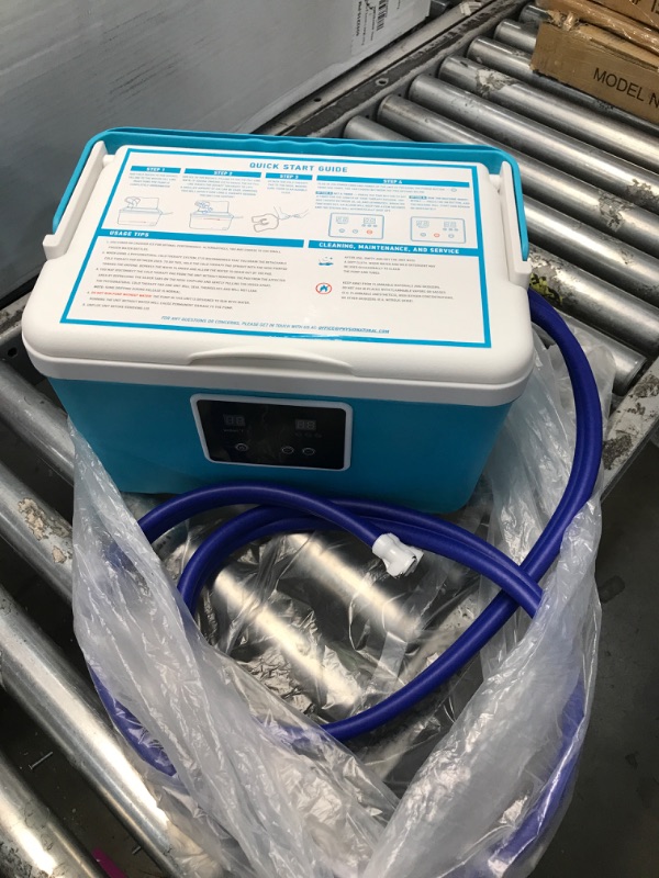 Photo 2 of Cold Therapy Machine — Cryotherapy Freeze Kit System — for Post-Surgery Care, ACL, MCL, Swelling, Sprains, and Other Injuries — Wearable, Adjustable Knee Pad — Cooler Pump with Digital Timer