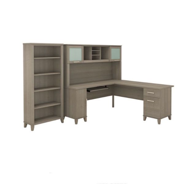Photo 1 of ***BOX 2 OF 2 ONLY***Bush Furniture Somerset 72"W L Shaped Desk with Hutch and Bookcase Ash Gray - SET011AG