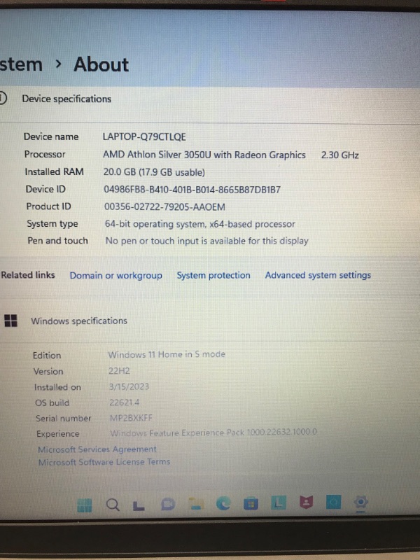 Photo 2 of Lenovo IdeaPad 1 15.6" HD Laptop, AMD Athlon Silver 3050U, 4GB RAM, 128GB eMMC, Windows 11 Home, Cloud Grey 4GB RAM | 128GB eMMC