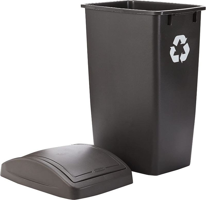 Photo 1 of **NO LID INCLUDED**Rubbermaid Swing-Top Lid Recycling Bin for Home, Kitchen, and Bathroom, 12.5 Gallon Recycling Can, Gray
