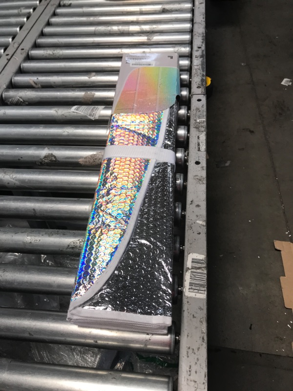 Photo 2 of BDK Sharper Image - Iridescent Mermaid, Hologram Foil, Chameleon Front Windshield Sun Shade, Double Bubble Accordion Folding Auto Sunshade for Car Truck SUV 58 x 27 Inch (SIAS-2531)