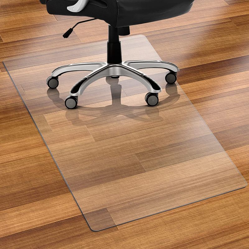 Photo 1 of Clear Floor Mat for Office Chair - 48"×36" Plastic Chair Mat for Hardwood/Tile Floors, Multi-Purpose Non-Slip Computer & Desk Chair Mat, Heavy Duty Floor Protector for Rolling Chair Home Office -1.5mm
