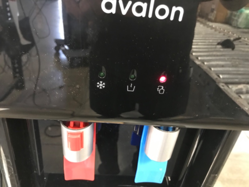 Photo 2 of **** used **** *** TESTED POWERED ON ***  Avalon A6BLWTRCLRBLK Touchless Bottom Loading Cooler Dispenser-Hot & Cold Water, Child Safety Lock, Innovative Slim Design, Holds 3 or 5 Gallon Bottles-UL/Energy Star Approved-Black Black Dispenser