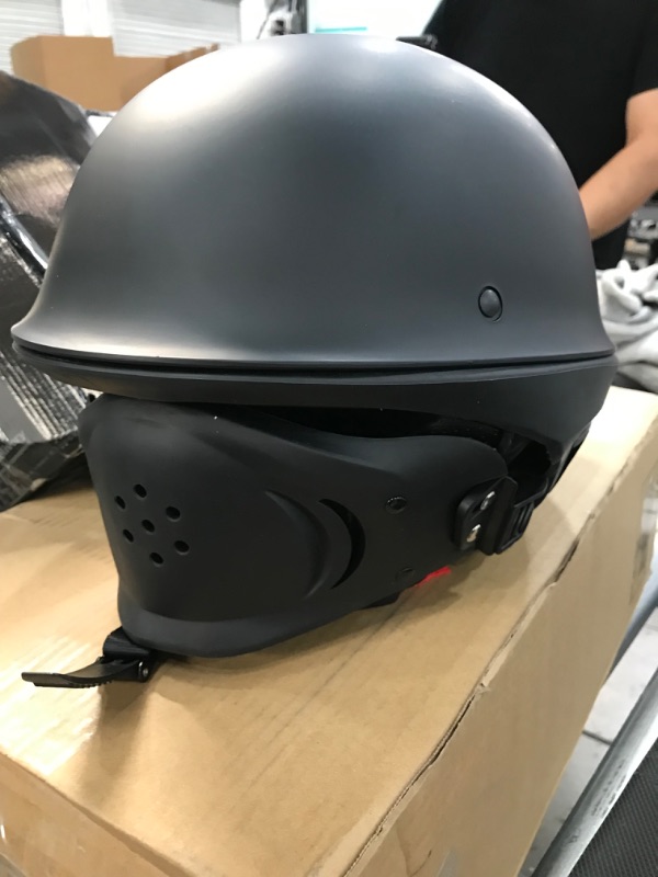 Photo 1 of Milwaukee Helmets MPH9830DOT 'Rascal' 3/4 Open Face Flat Black 2 in 1 Motorcycle Helmet for Men and Women Biker - Medium Medium Matte Black