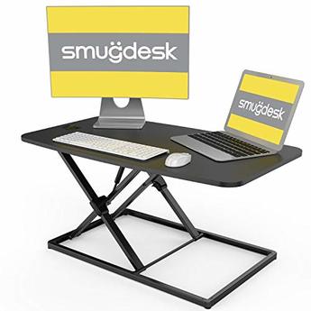 Photo 1 of SMUGDESK Standing Desk 31 inches Stand Up Desk Height Adjustable Sit to Stand Desktop Computer Desk Gas Spring Riser, Sit-Stand Laptop Riser Workstation for Home and Office
