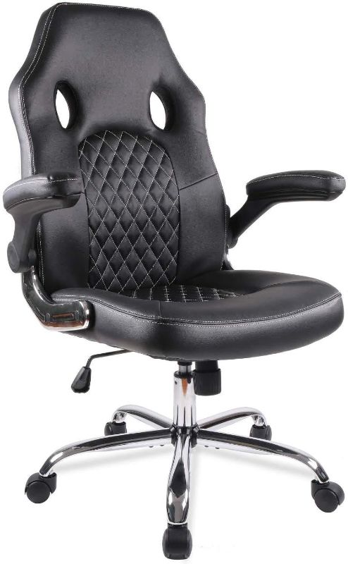 Photo 1 of Smugdesk Office Black Chair Desk Leather Gaming Spinning Wheels High Back Adjustable