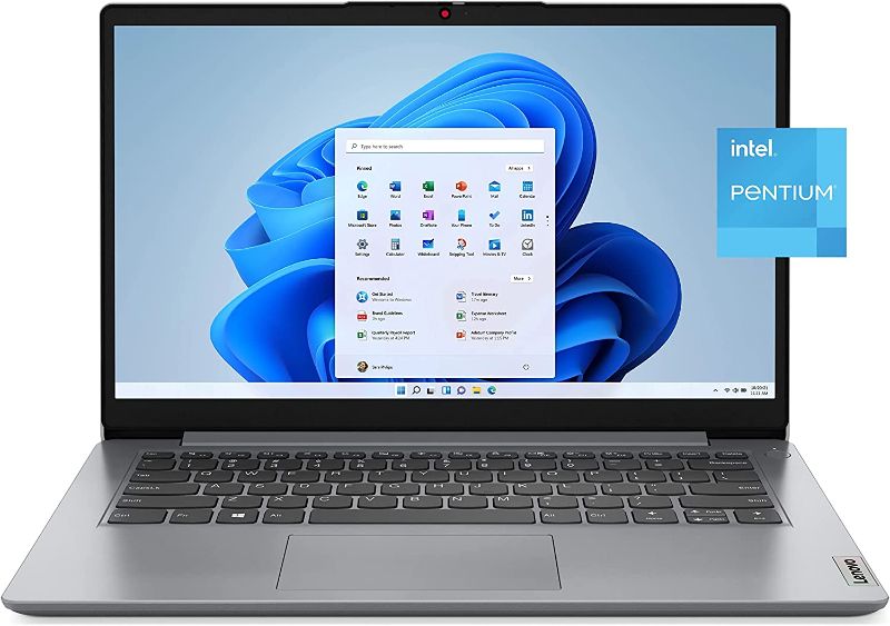 Photo 1 of Lenovo Ideapad 14.0" HD Laptop, Intel Pentium N5030 Quad Core Processor, 4GB RAM, WiFi, Webcam, Bluetooth, HDMI, 1-Year Microsoft 365, Window 11 in S Mode, Z&O Accessories (Cloud Grey | 128GB EMMC)
