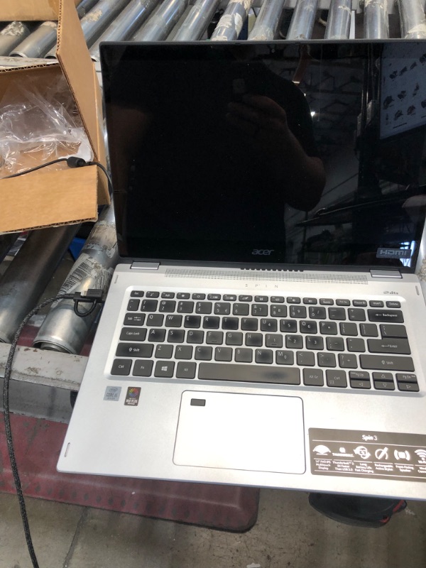 Photo 2 of PARTS ONLY DID NOT POWER ON
Acer Spin 3 Convertible Laptop, 14" Full HD IPS Touch, 10th Gen Intel Core i5-1035G4, 8GB LPDDR4, 512GB NVMe SSD, WiFi 6, Backlit KB, Fingerprint Reader, Rechargeable Active Stylus, SP314-54N-50W3