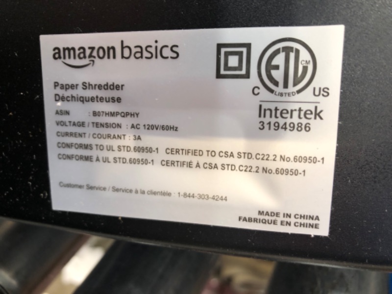 Photo 4 of Amazon Basics 12-Sheet Cross-Cut Paper and Credit Card Home Office Shredder 12 Sheet Shredder