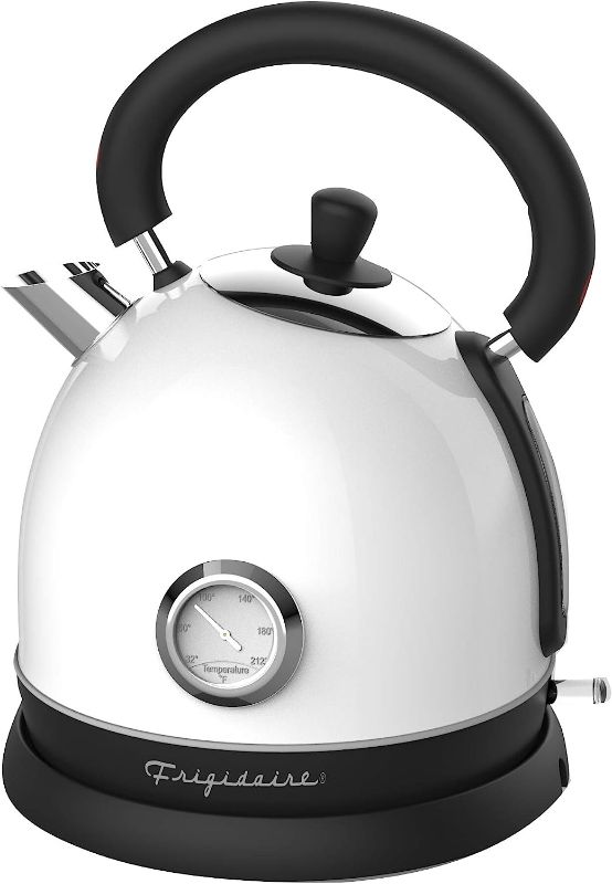 Photo 1 of ***MINOR DAMAGE***Frigidaire EKET125-WHITE Retro Electric Hot Water Kettle with Speed Boil Tech, Bpa-Free, 1.8, Stainless Steel, White