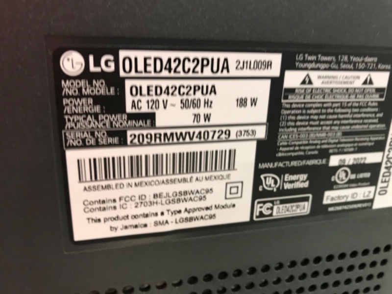 Photo 1 of LG C2 Series 42-Inch Class OLED evo Smart TV OLED42C2PUA, 2022 - AI-Powered 4K TV, Alexa Built-in
