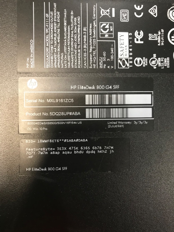 Photo 3 of HP EliteDesk 800 G4 Small Form Desktop, Intel Six Core 8th Gen i5 8500 3.0Ghz, 32GB DDR4 RAM, 256GB NVMe PCIe M.2 SSD, USB Type C, Windows 10 Pro 
