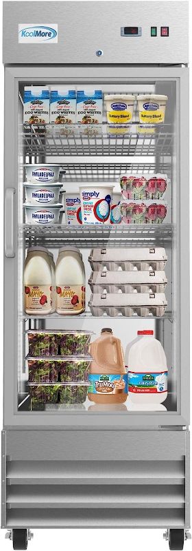 Photo 1 of **MISSING DOOR ***KoolMore - RIR-1D-GD 29" Stainless Steel 1 Glass Door Commercial Reach-in Refrigerator Cooler - 23 cu. ft
