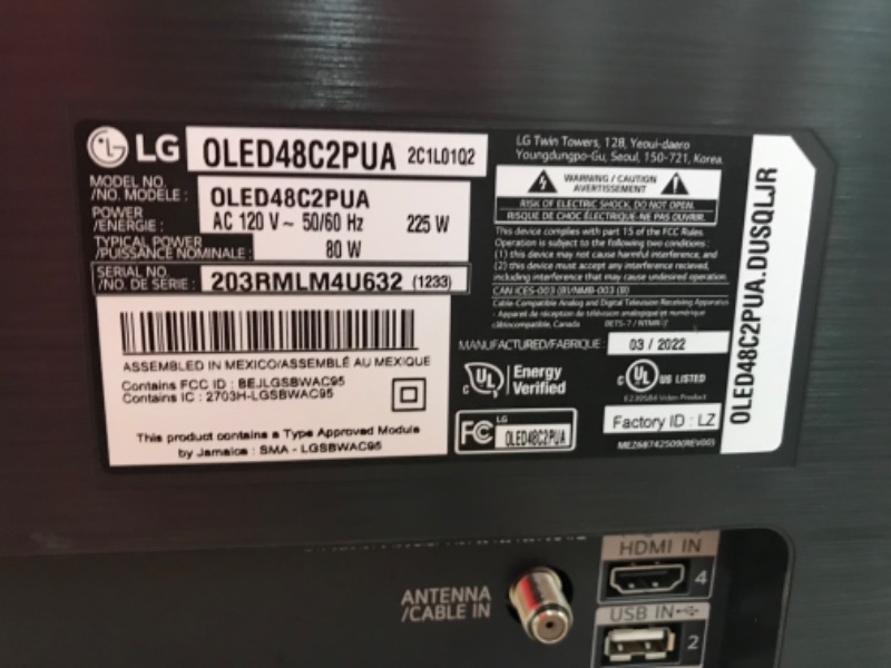 Photo 5 of **MINOR SCRATCH MARKS ON BACK**
LG C2 Series 48-Inch Class OLED evo Smart TV OLED48C2PUA, 2022 - AI-Powered 4K TV, Alexa Built-in
