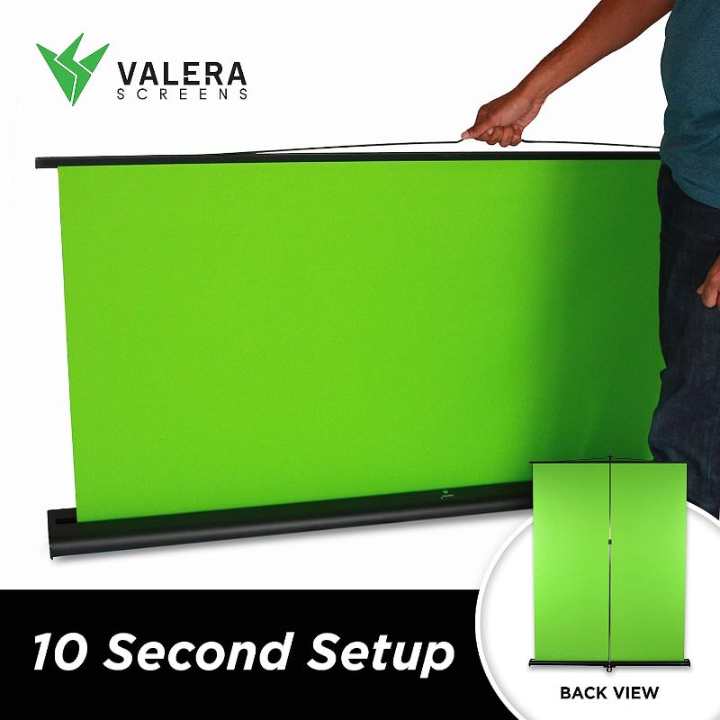 Photo 1 of Valera Creator Green Screen – Collapsible Chroma Key Panel,+1000 Free Backgrounds Included, Portable Retractable Wrinkle Resistant Fabric Backdrop, Adjustable Height, 10 Second Setup Pop Up