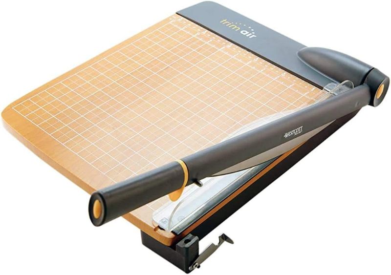 Photo 1 of **NO PAPER HOLDER ATTACHED**
Westcott 18'' TrimAir Anti-Microbial Wood Guillotine Paper Cutter & Paper Trimmer, 