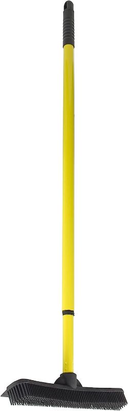 Photo 1 of  Pet Hair Remover Carpet Rake - Rubber Broom for Pet Hair Removal Tool with Squeegee & Telescoping Handle Extends from 3-5' Black & Yellow