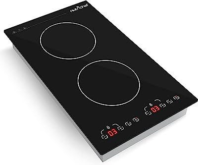 Photo 1 of * UNFUNCTIONAL*- NutriChef - Dual 120V Electric Induction Cooker - 1800w Digital Ceramic Countertop Double Burner Cooktop - Black & Chef's Planet 401 Nonstick Toaster Oven Liner, 11-in, Black
